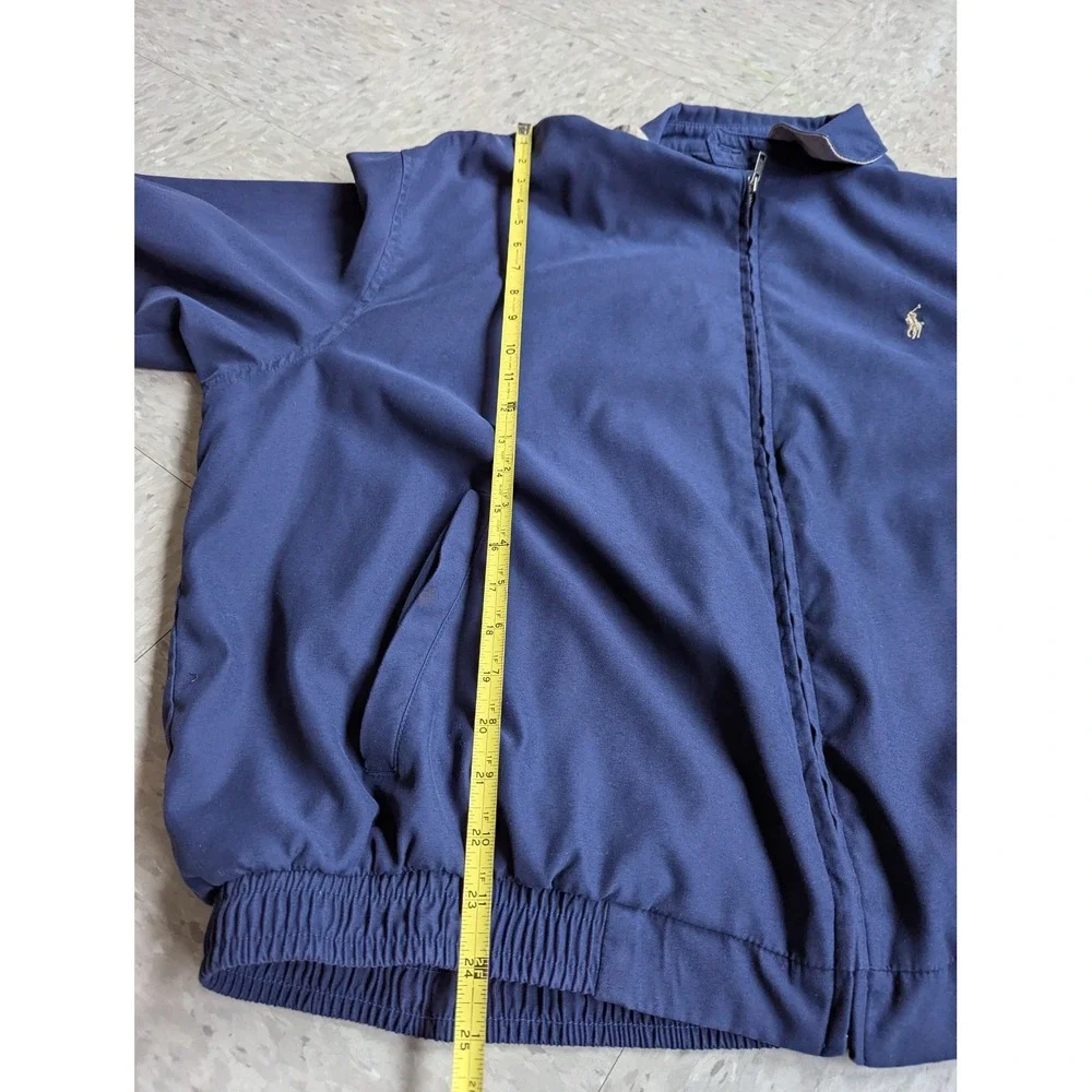 Polo Ralph Lauren Mens XXL Navy Blue Harrington Windbreaker Jacket Windowpane